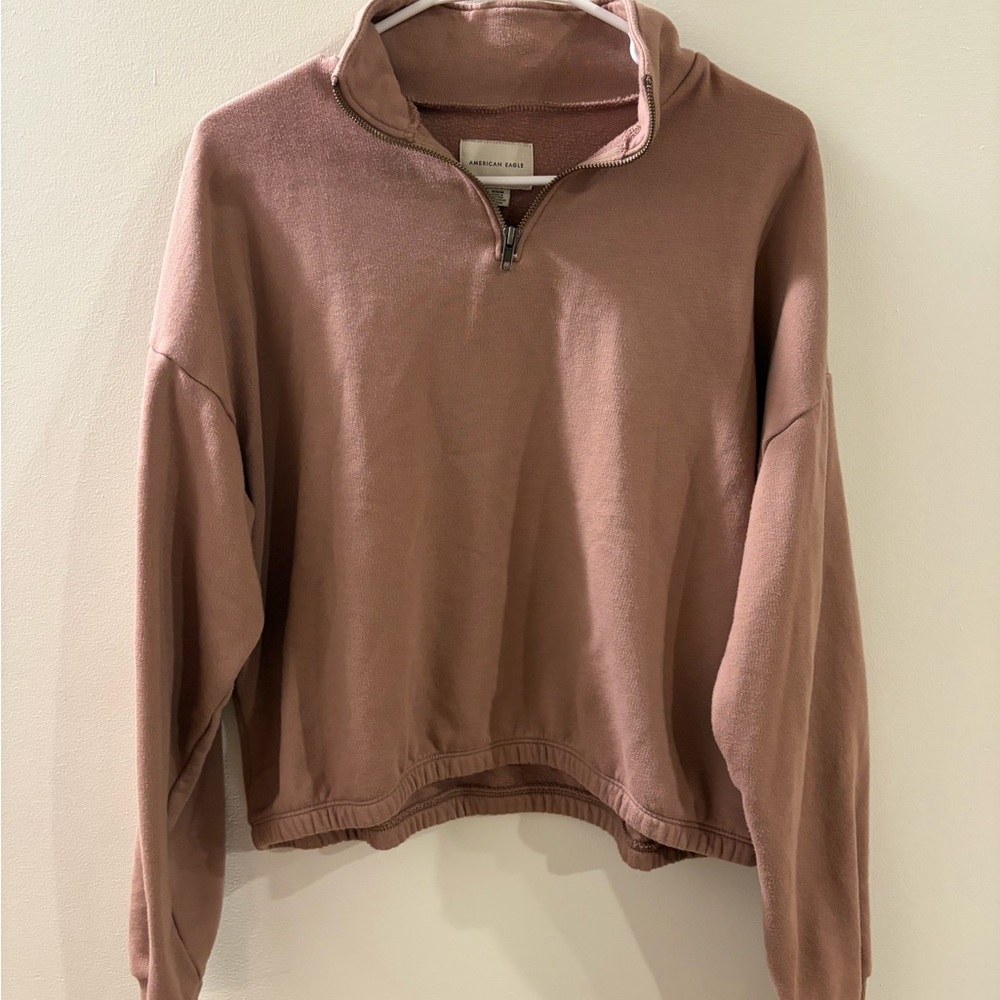 American Eagle Outfitters Women's Dusty Rose Mauve Half-Zip Sweater Size M